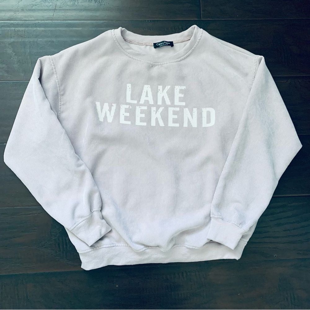 Coeur de Vague Boutique Euro-Inspired Lake Weekend Corduroy Sweatshirt | Size: M